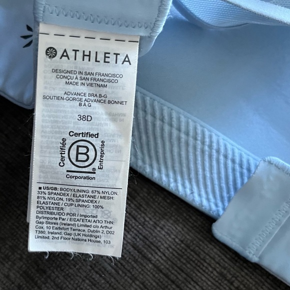 Athleta  Womens Advance Bra Blue High Support Padded Racer Back Run Train 38 D - Picture 5 of 5